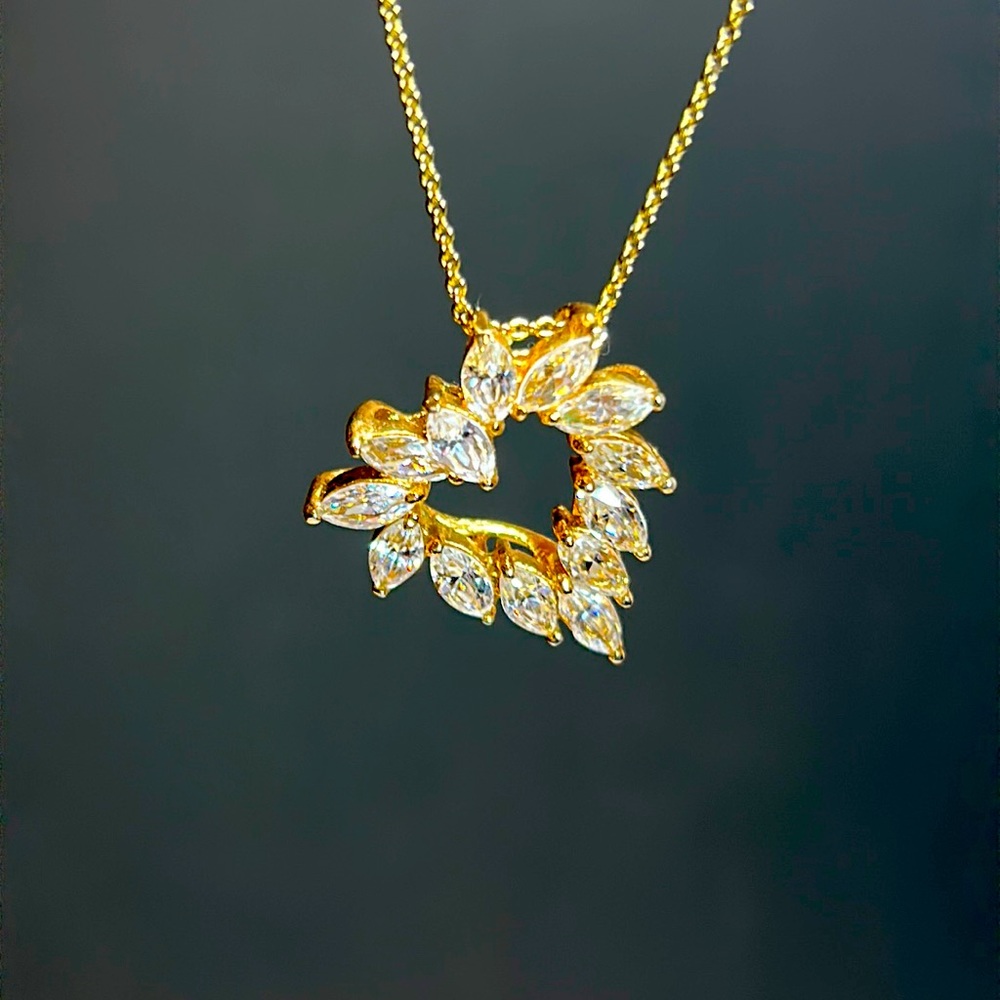 Gold and CZ Heart Necklace